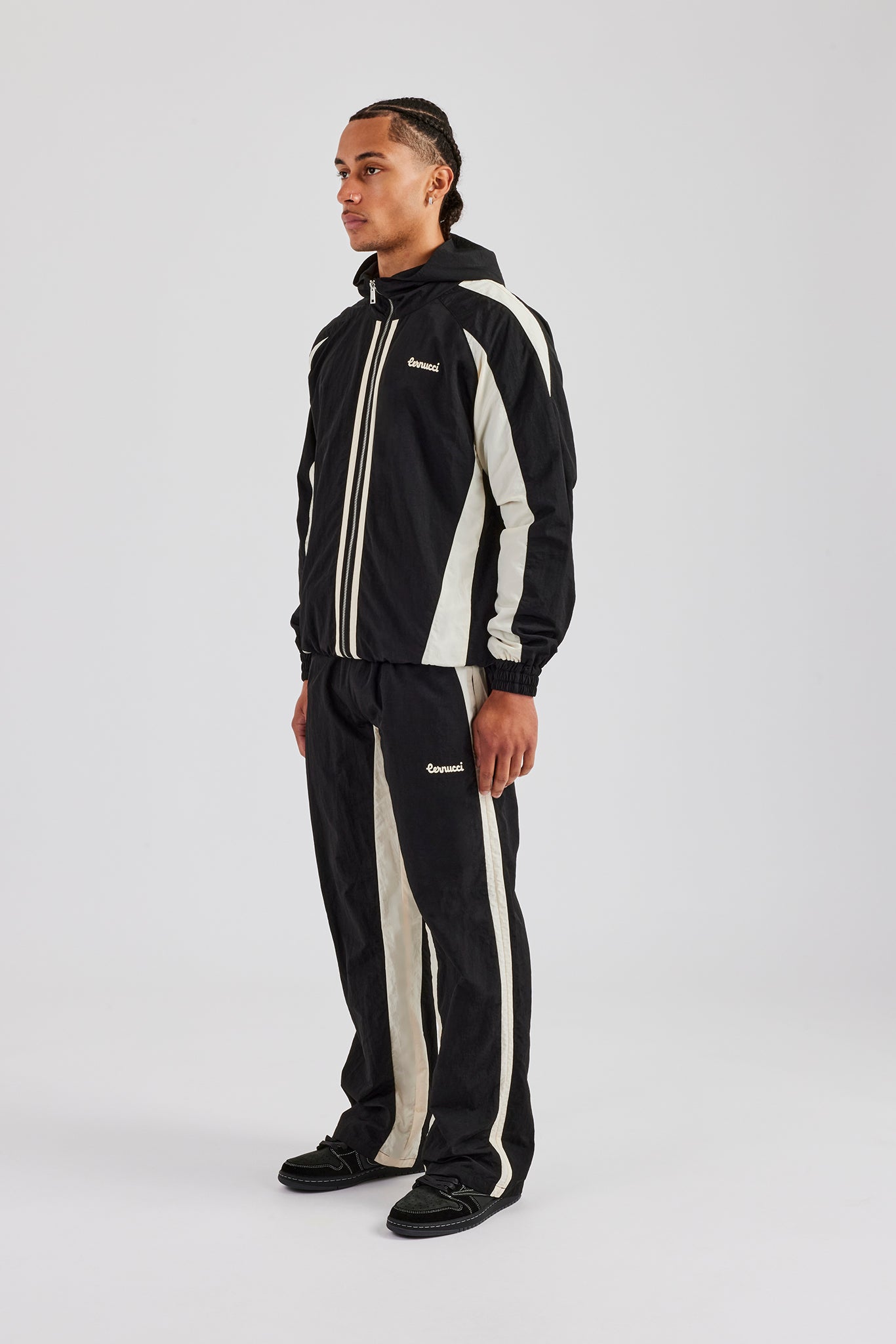 Cernucci Trainingsanzug aus Nylon mit Kontrasteinsätzen - Schwarz